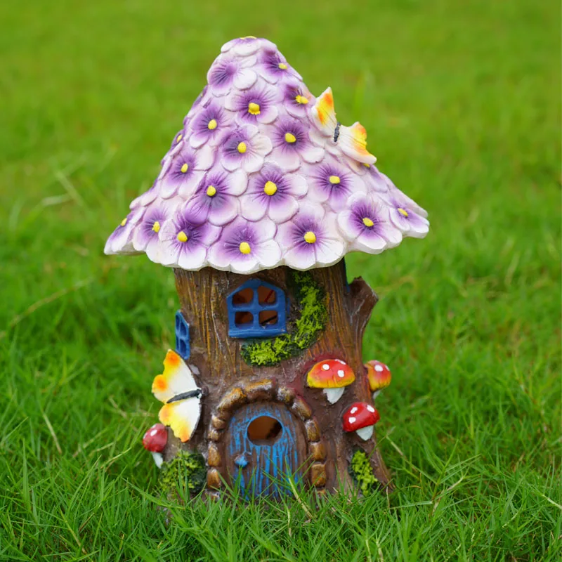 

Park Solar Light Resin Mushroom House Ornaments Outdoor Balcony Garden Furnishing Crafts Courtyard Villa Accessories Decoration