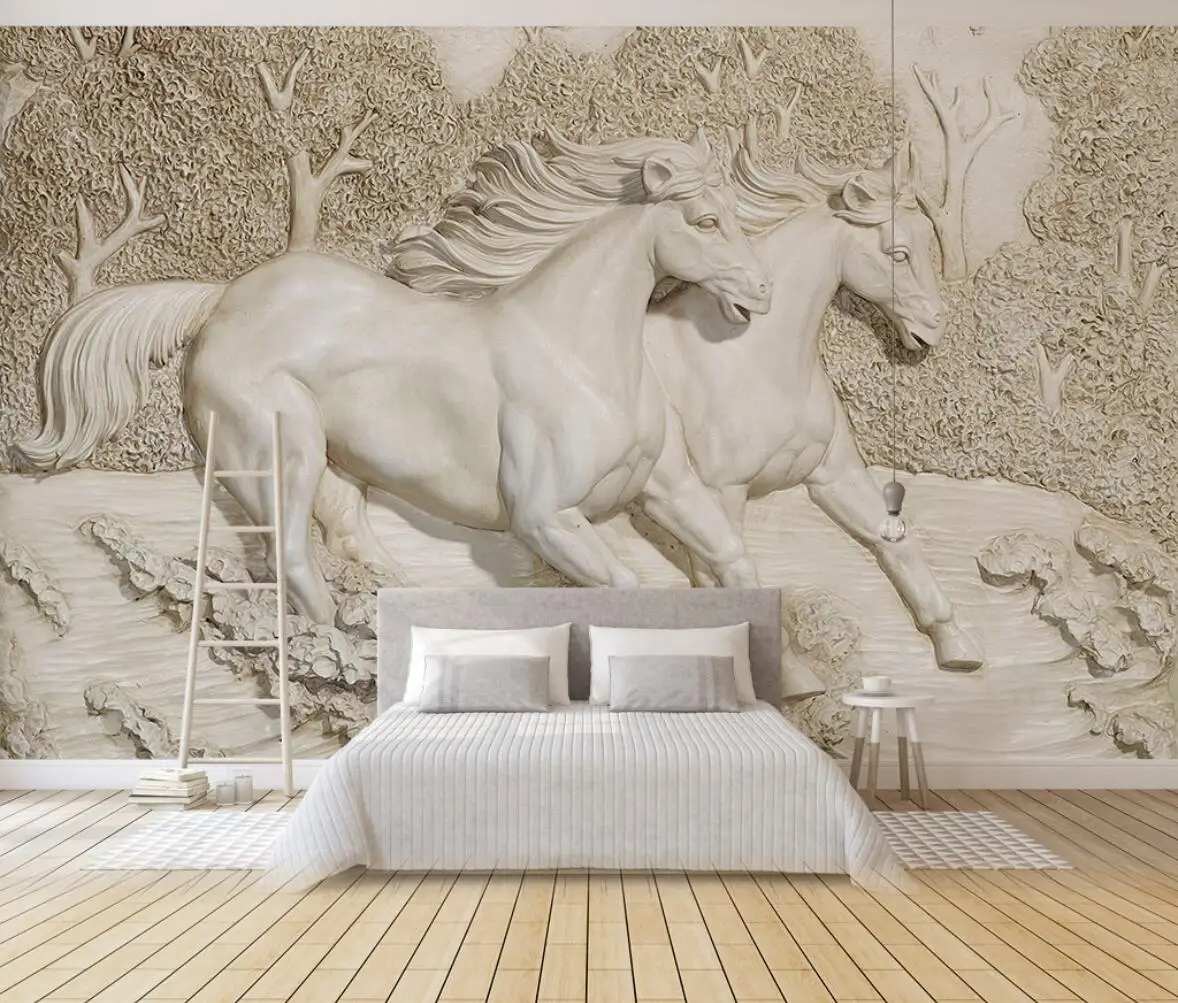 beibehang Animal horse mural wallpapers for living room home decoration TV background wall paper bedroom decor 3d wall sticker