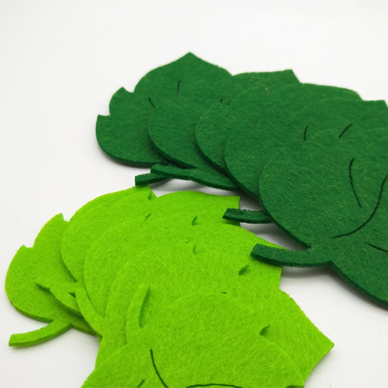 10PCS Random Color Leaf Non-woven Felt Green Tree Leaves Patch Appliques DIY Wall Craft Accessories Supplies