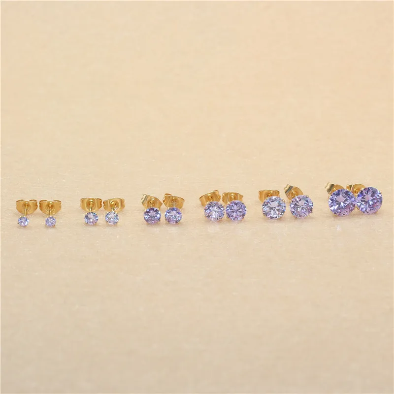 20 Farben, 3 mm, AAA-Qualität, runde, farbenfrohe Zirkonia-Ohrstecker, Edelstahlnadel, hypoallergener Schmuck. – Detail 5