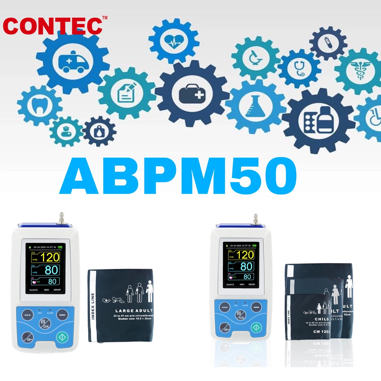 ABPM50 24 hours Ambulatory Blood Pressure Monitor Holter BP Monitor with Software CONTEC