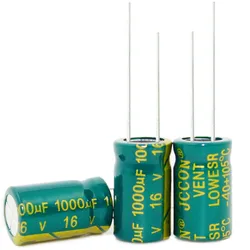 100PCS 1000UF 16V 16V1000UF Aluminum Electrolytic Capacitor  high-frequency 10X17MM