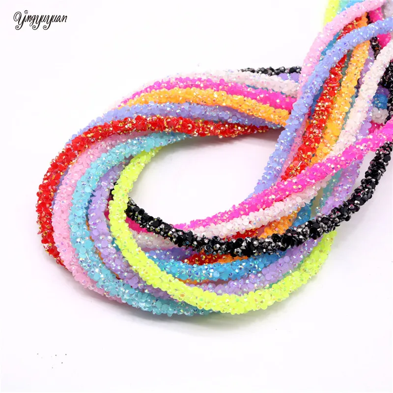 Resin 5yards 6,7,8mm Glitter Rhinestones Sequins Trimmings Soft Tube Cord Rope Strings DIY Garment Shoes Wedding Party Decor