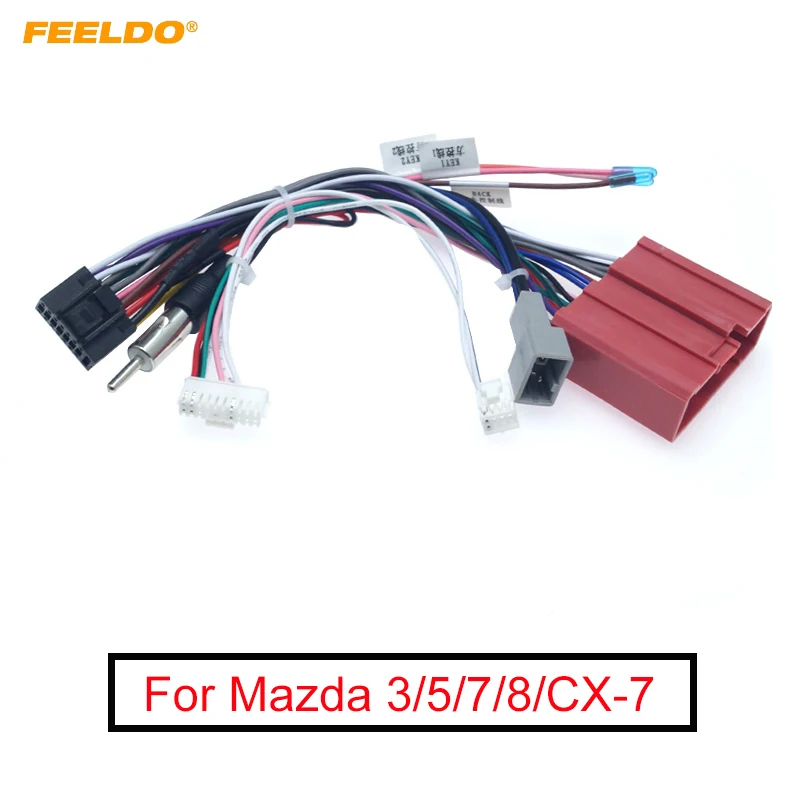 

FEELDO 1PC Car 16pin Stereo Radio Power Cable Adapter Wiring Harness For Mazda 3(08-12)/5(08-15)/6(07-12)/8/CX-7