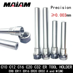 Hoge precisie 0.003 extension tool er8 er11 er16 er20 er25 er32 c10 c12 c16 c20 c25 c32 gereedschaphouder voor er spantang frezen