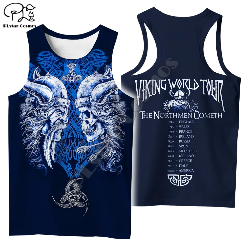 NewFashion Mythical Tattoo Warrior Valhalla God Odin Symbol Retro 3DPrint Summer Harajuku Casual Funny Vest Sleeveless TankTop B