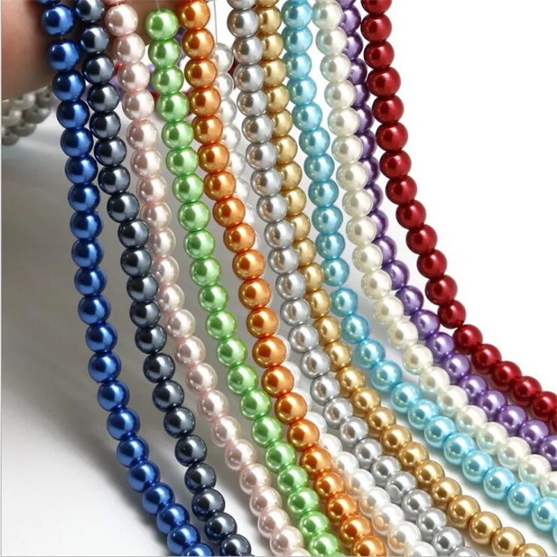 High quality 4 6 8 10 12 14MM Glass Pearls Round Imitation Pearl Beads DIY Bracelet Earrings Charms Necklace for Jewelry Making