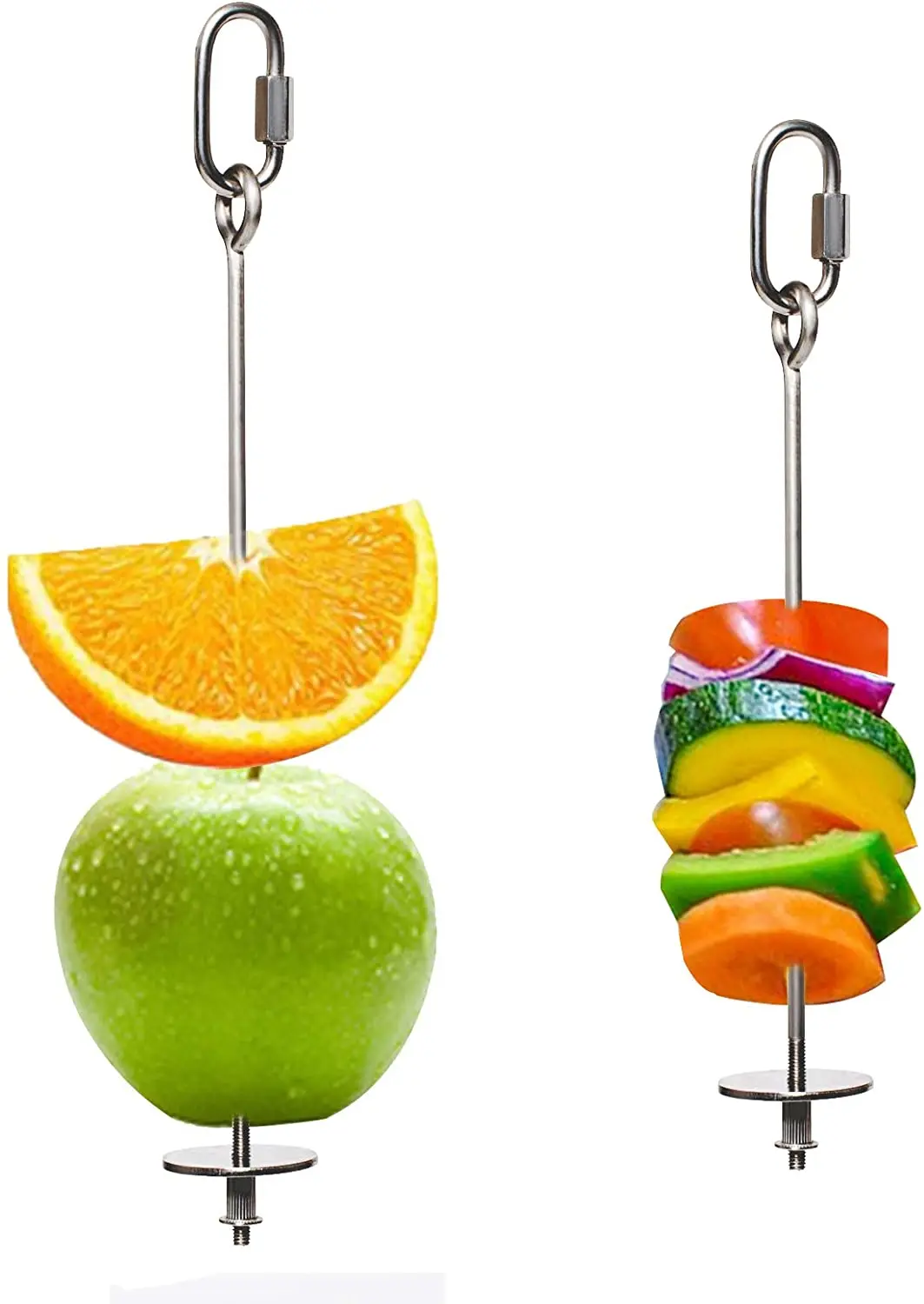 2PCS Premium Bird Food Holder, Bird Treat Skewer Bird Skewers, Feeders, Stainless Steel Parrot Fruit Vegetable Stick Holder,