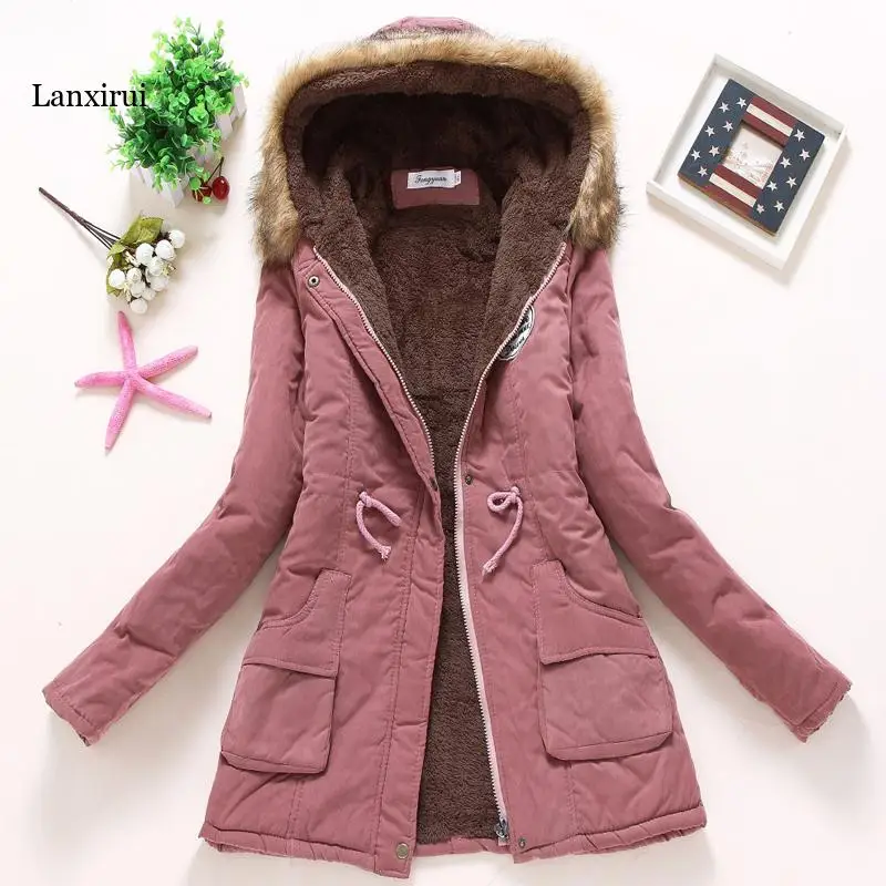 

Women Winter Military Coats Cotton Wadded Hooded Jacket Casual Parka Thickness Warm XXXL Size Quilt Snow Outwear