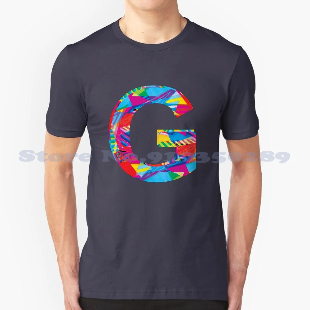 Fun Letter G 100% Cotton T-Shirt Fun Abstract Geometric Shop Letter G Shop D Artwork Shop Alphabet Colorful G G Design Name