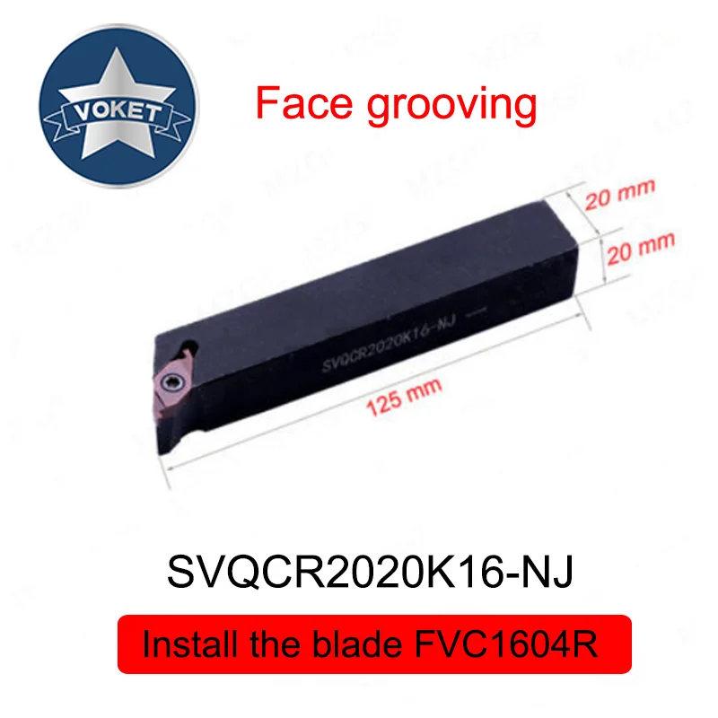 VOKET Girando portautensili SVQCR inserto FVC1604R per scanalatura di superficiale cilindrico faccia di estremità di piccolo diametro parti di CNC tornio
