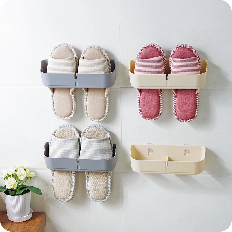 1pc Home Wall-mounted Shoes Storage Rack Bathroom Wall Slippers Frame Shoe Holder Shoe Organizer Rack