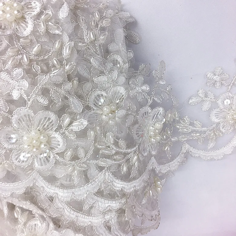 1 yards 11CM refined luxury Continental car bone beaded lace wedding dress lace trim bridal lace SC065