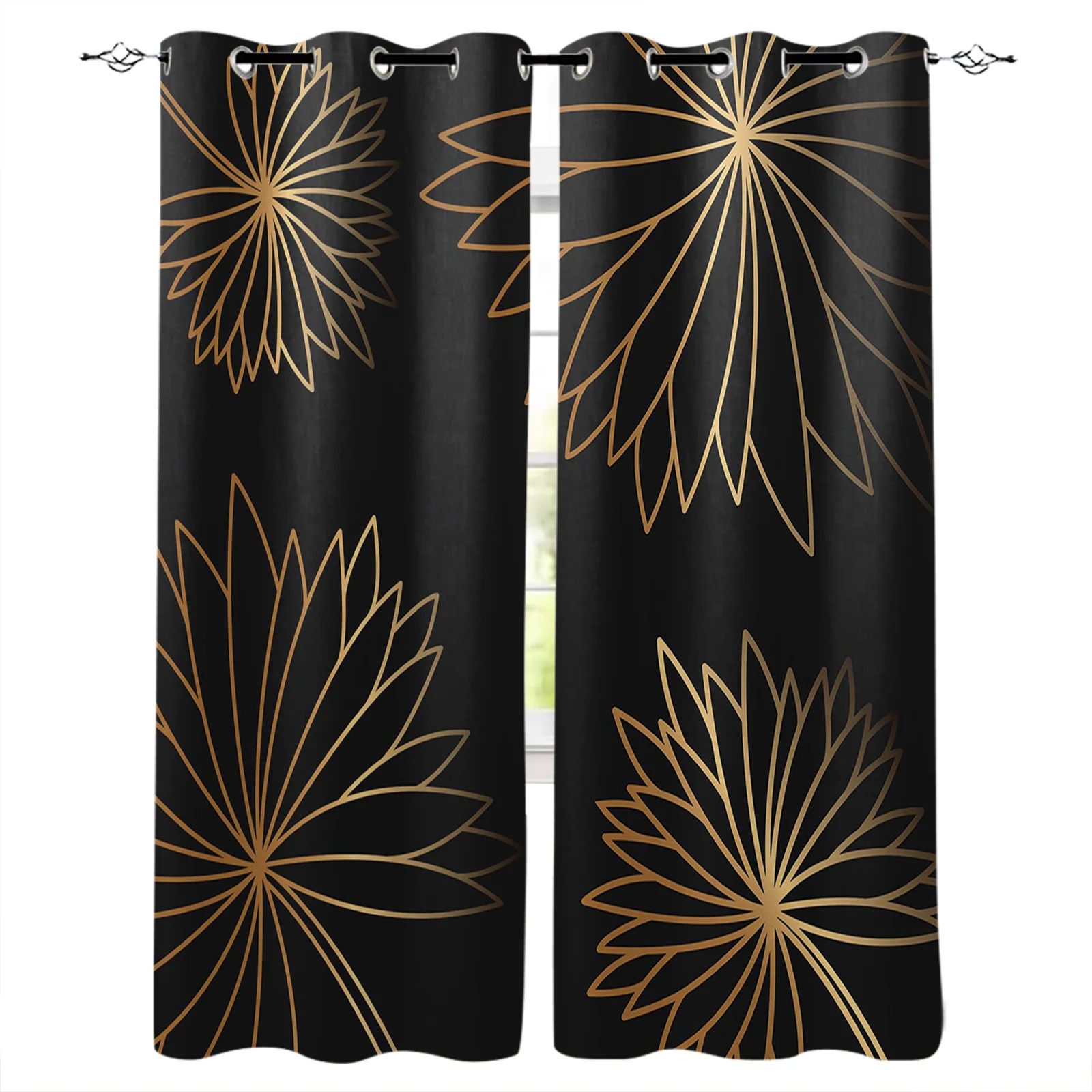 

Flower Pattern Black Blackout Curtains For Living Room Bedroom Window Treatment Blinds Drapes Kitchen Curtains