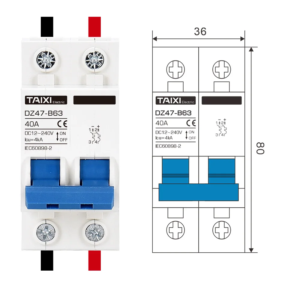DC 12V 24V 48V 36V 72V MCB Batterie Auto Schutz Mini Leistungsschalter DZ47 Positive und negative Pole Schutz Schalter Isolator – Detail 12