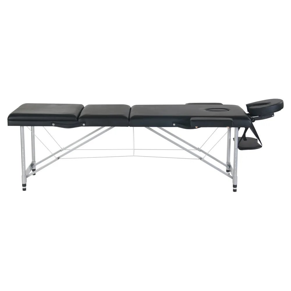 Cama de masaje de belleza para pies, accesorio plegable portátil de aluminio, de 84 ", 3 secciones, 60CM de ancho, altura ajustable, color negro