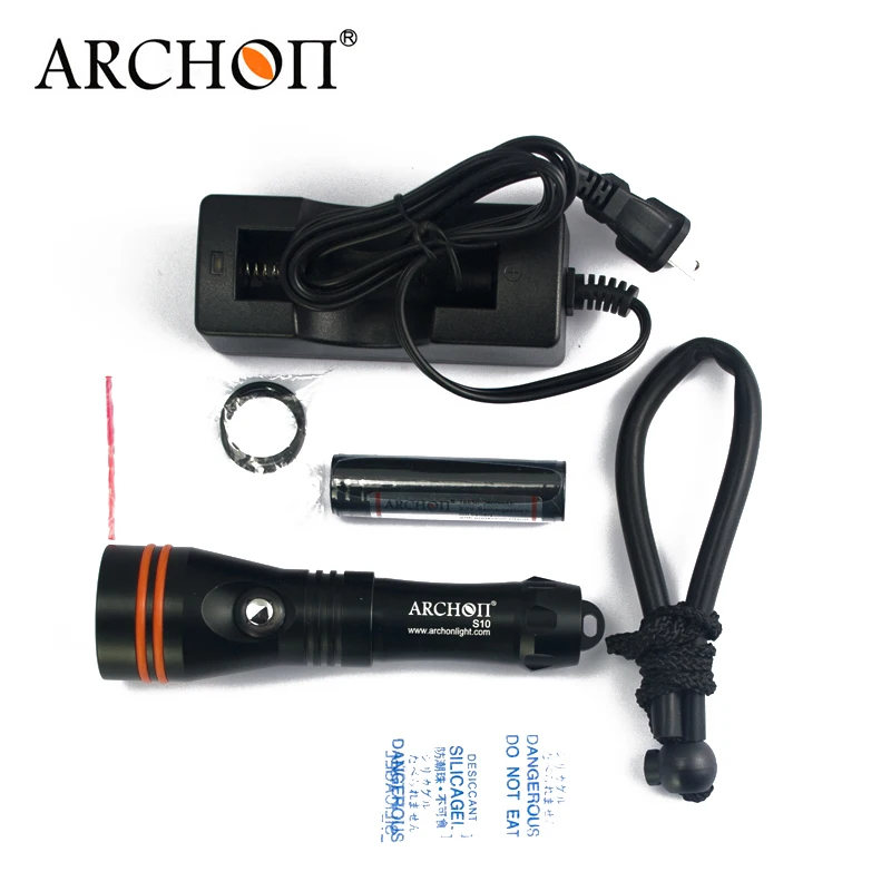 Archon S10 6000 K 1200lm Lặn Chiếu Sáng Đèn Pin Dưới Nước 100 M Đèn Pin Chống Nước Lặn Ánh Sáng Đèn Pha 18650 Pin