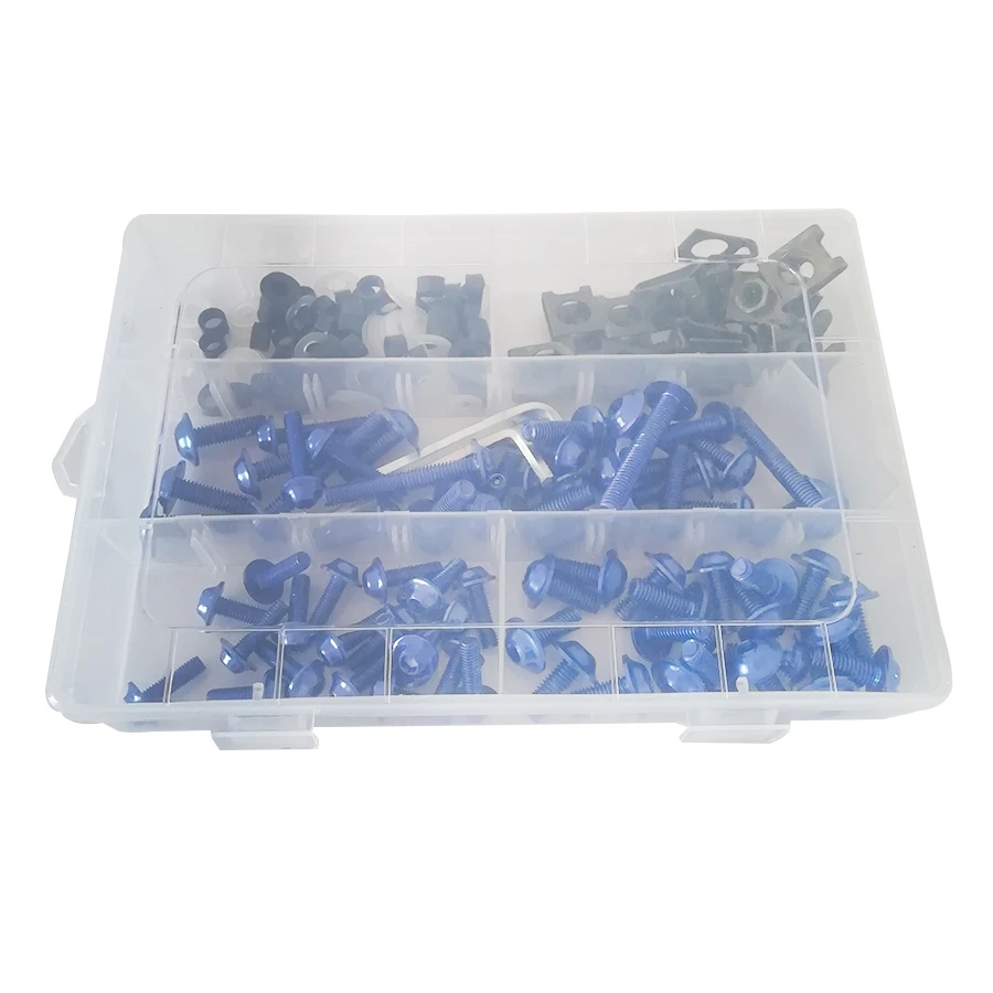 177PCS Motorcycle Body Fairing Fastener Bolts Kit Aluminum Bodywork Fastener Clips Screws Spring Nuts