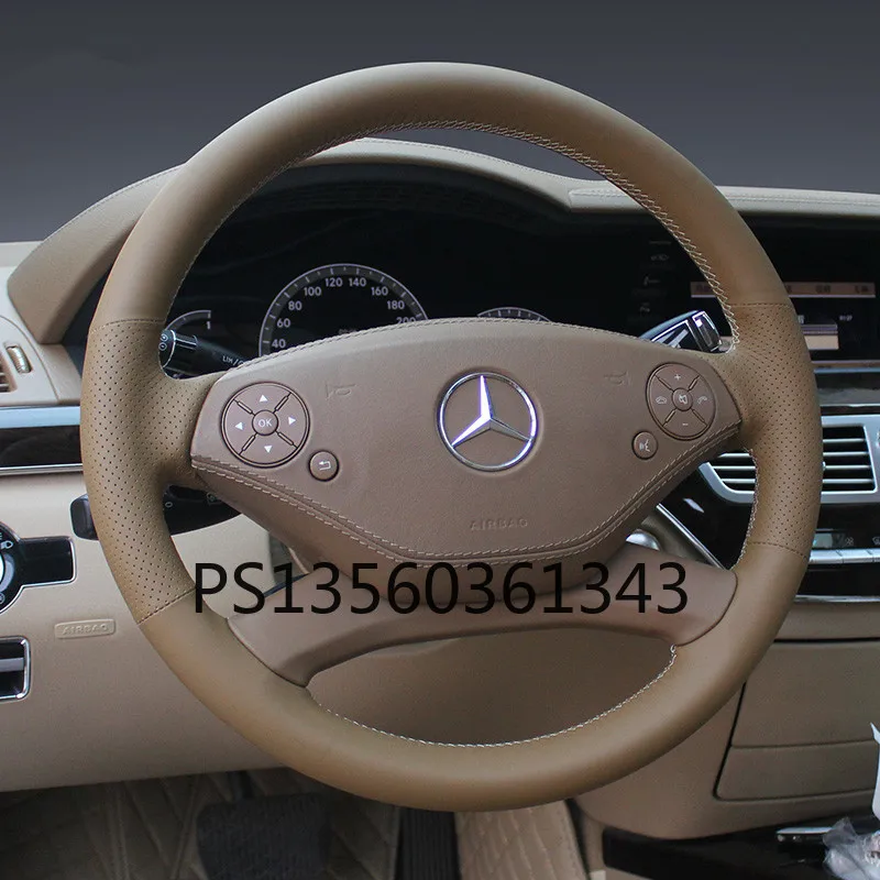 Suitable for Mercedes-Benz C E-Class A-Class G S-Class AMG GLE GLC GLS GLB GLA hand-stitched leather suede steering wheel cover