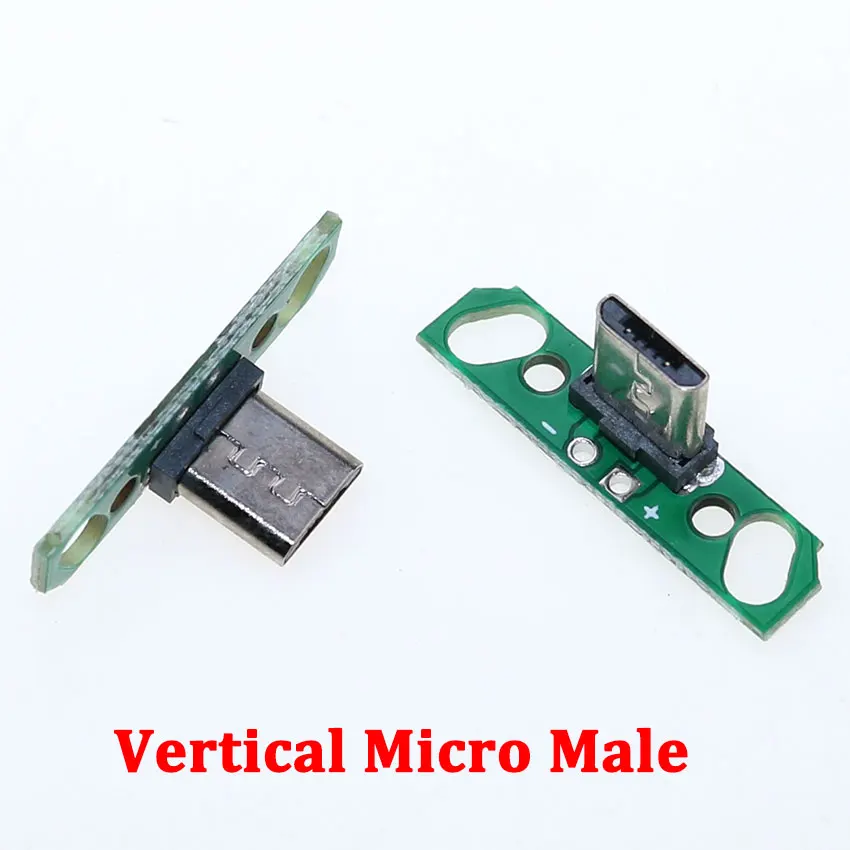 YUXI 10Pcs Vertical Micro Female Socket to PCB Board USB Welding Board Android MICRO Male Socket Two-core Charging Phone Plug