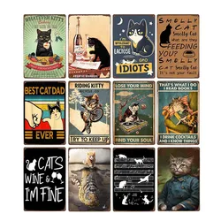 Divertente gatto nero Pet Animal Cartoon Metal Tin Sign Vintage Poster piatti da parete decorativi placca Retro Home Decor 20 x30cm