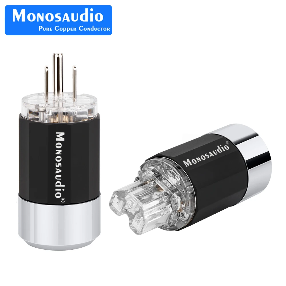 Monosaudio M09R/M109R 99.998% czysta miedź rodowane US zasilanie prądem zmiennym wtyczka rodowane z włókna węglowego US mężczyzna zasilanie prądem