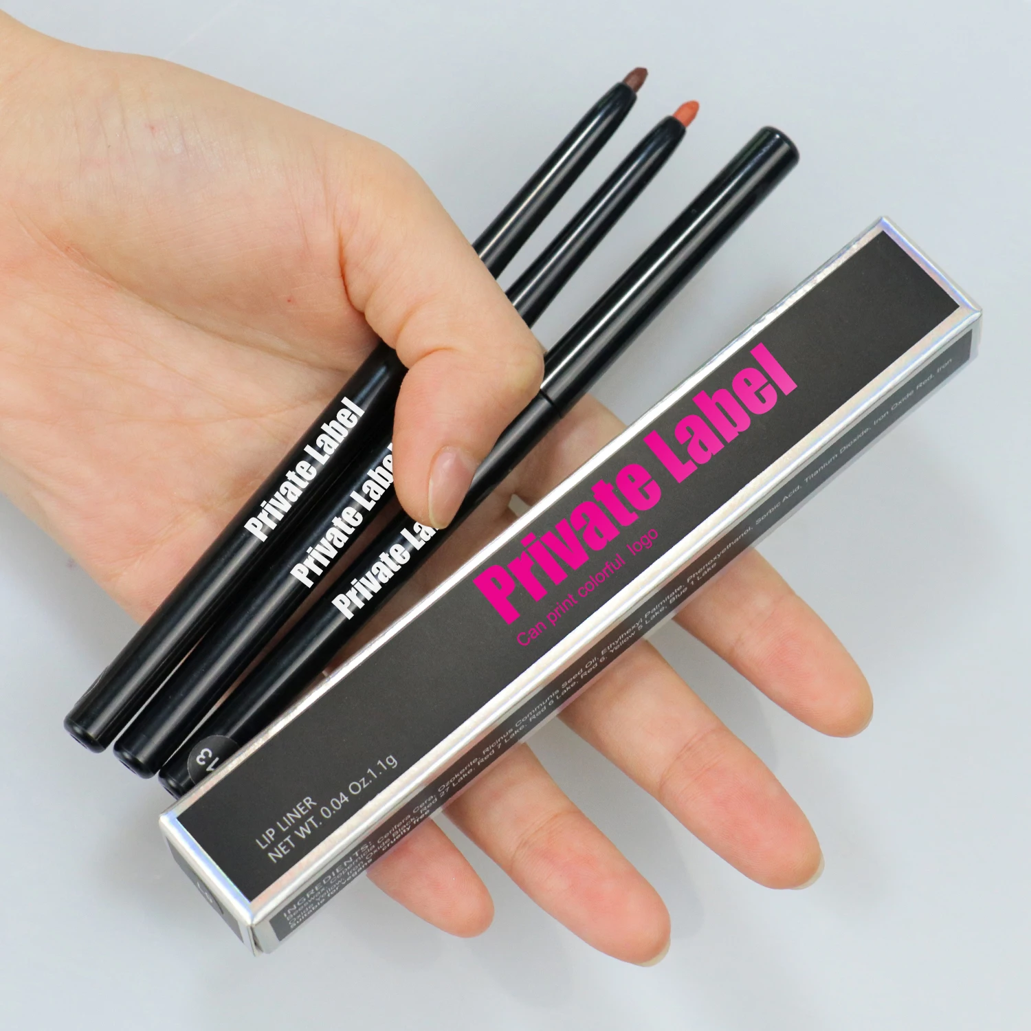 15 Colors Brown Lip Liner Private Label Wholesale No Logo Custom Logo No Brand Lip Liner Pigment Waterproof Black Color Liner