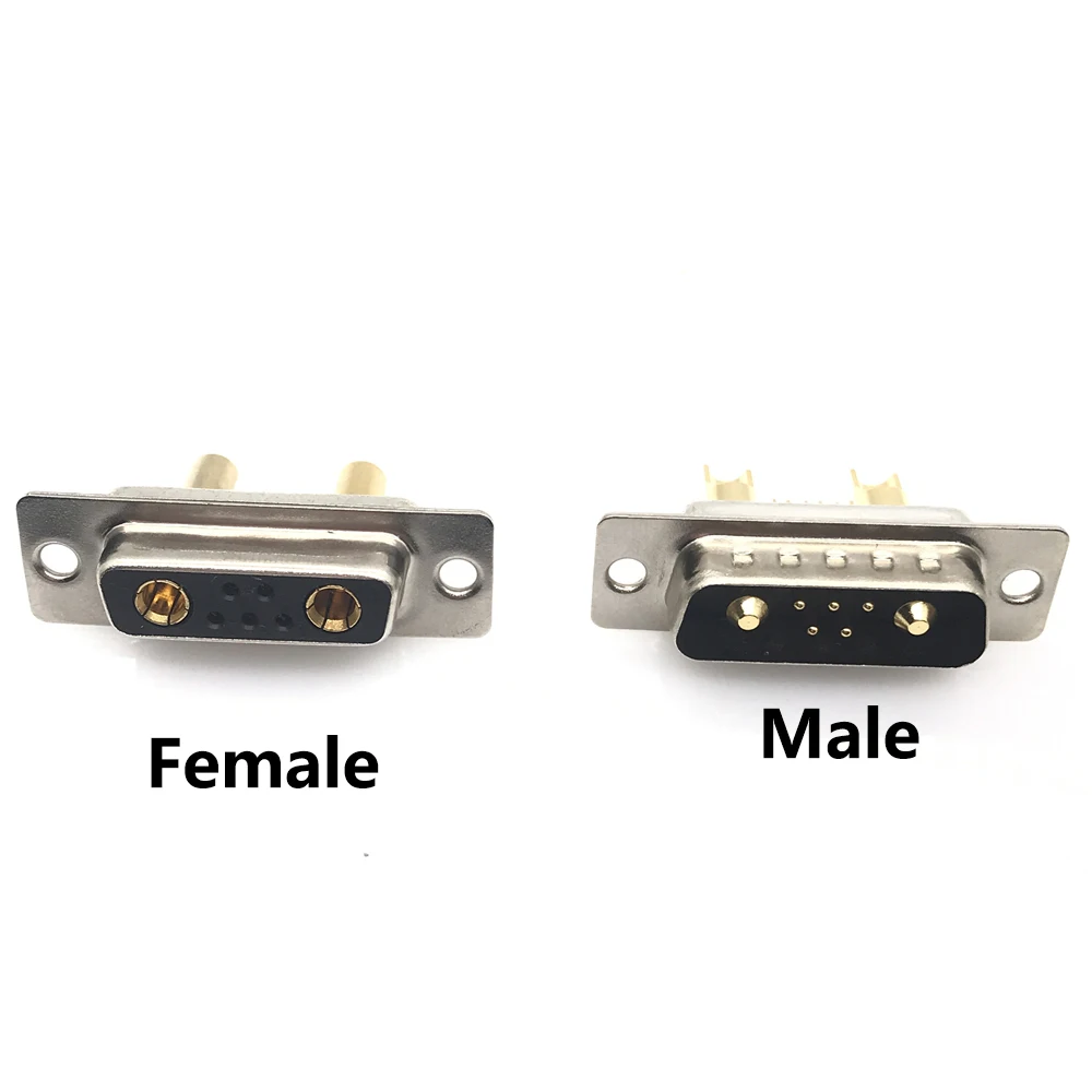 1PCS 7W2 30A Gold plated MALE FEMALE high current CONNECTOR D-SUB adapter solder type 5+2 plug jack high power 7 Power Position