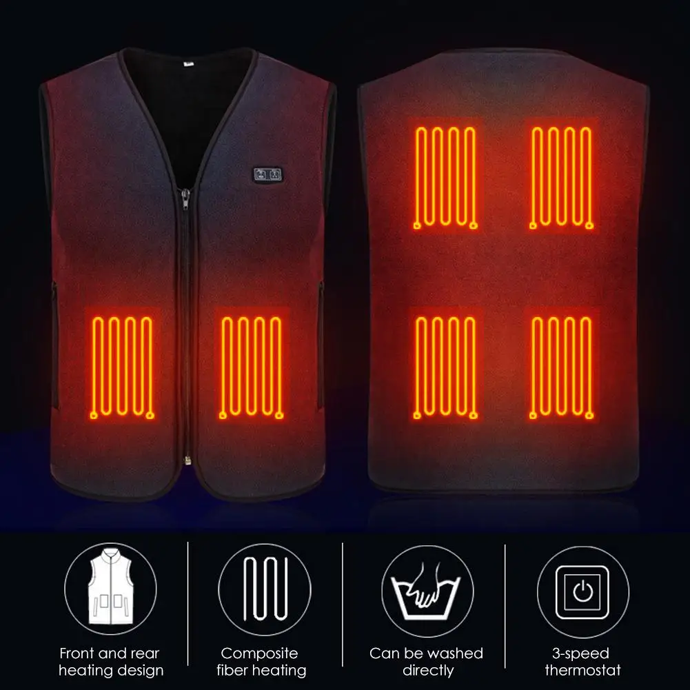 Heating Vest Washable USB Charging Heating Warm Vest Double Control Temperature For Fishing Skiing Heating Coat Jacket Clothing