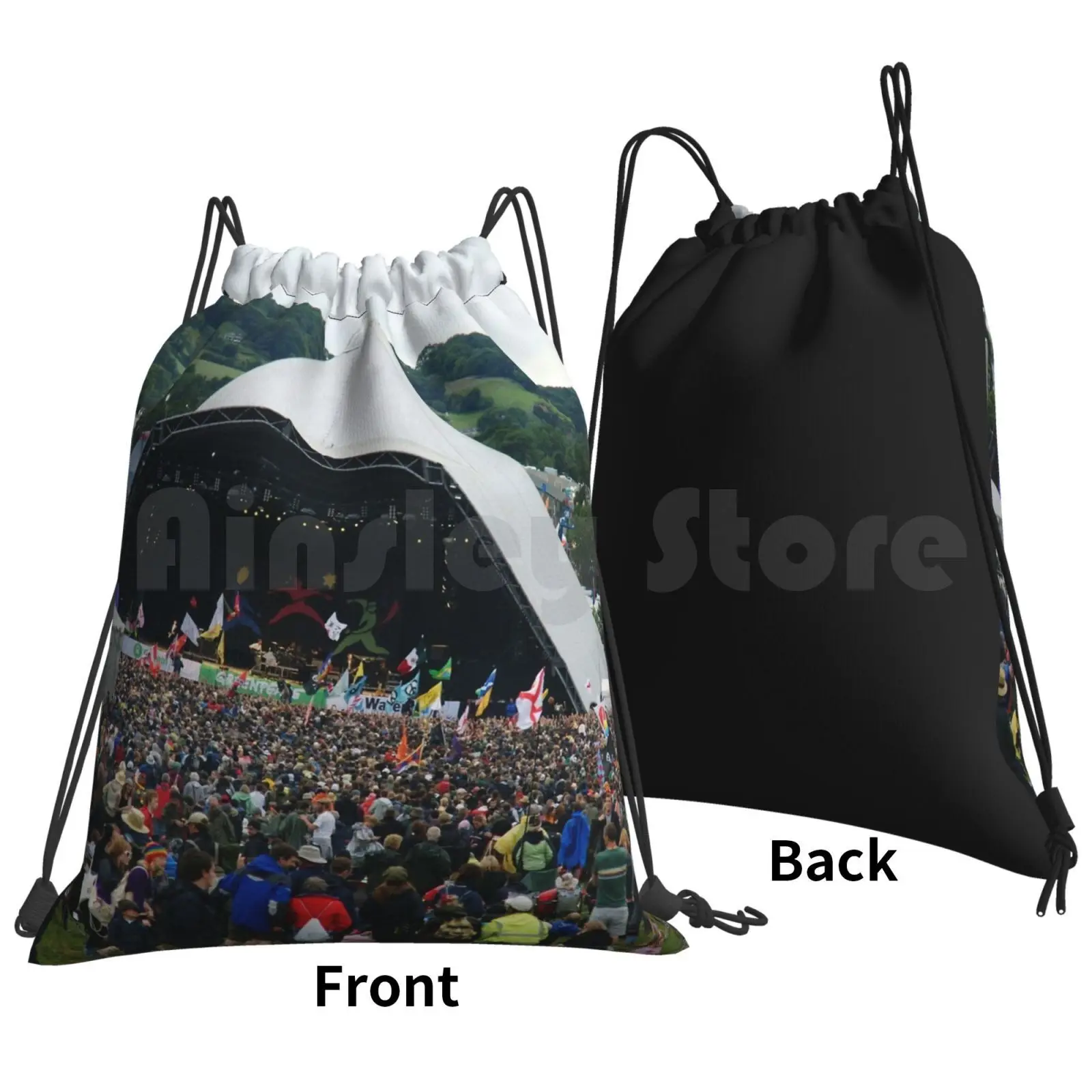 Glastonbury Festival Backpack Drawstring Bags Gym Bag Waterproof Glastonbury Music Festivals