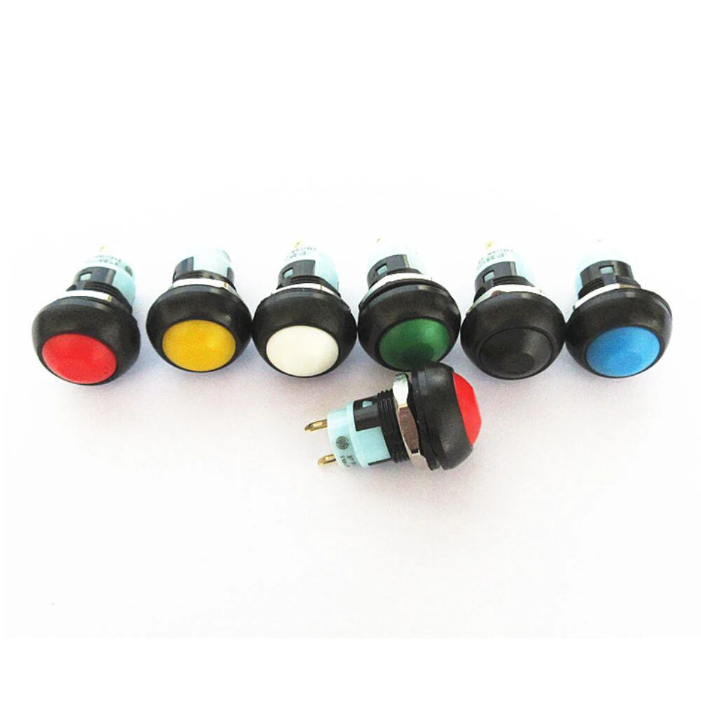 100 PCS PBS-33A ON-OFF 12mm Locking Small Waterproof Self-Resetting Push Button Switch Round Red/Green/White/Black/Blue/Yellow