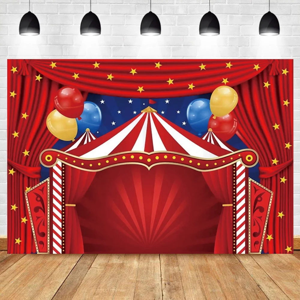 Laeacco circo striscia rossa tenda palcoscenico vinile sfondi bambino festa di compleanno ritratto personalizzato Poster fotografia sfondo