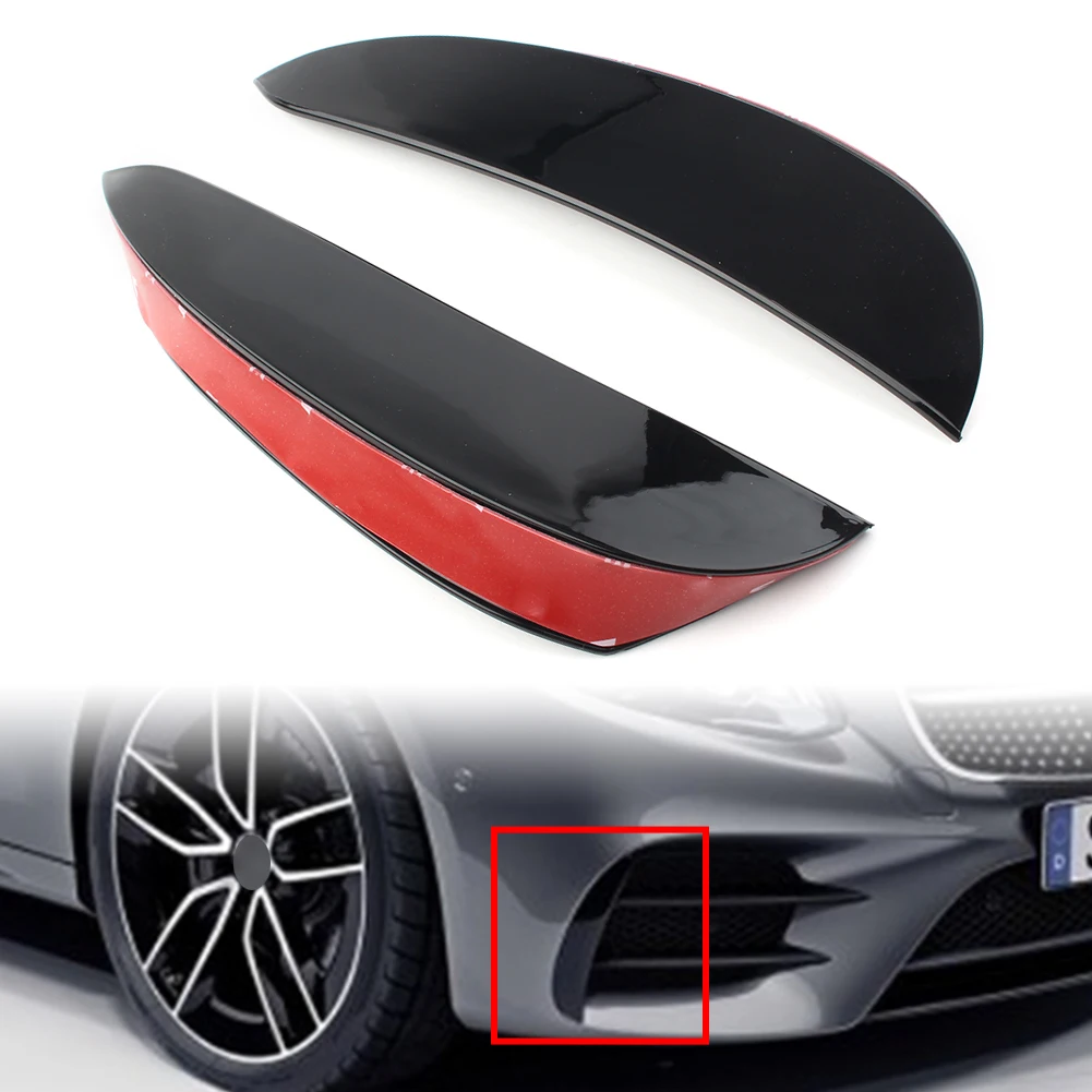 Black Car Front Bumper Canards Vent Flaps For Mercedes Benz E-Class W213 E43 E53 E63 AMG Sport ABS Plastic