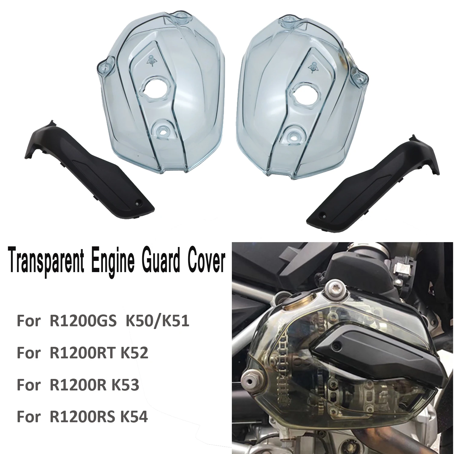 Motorcycle Engine Side Guard Covers Transparent Lid For BMW R1200GS K50 51 52 53 54 R1200RT