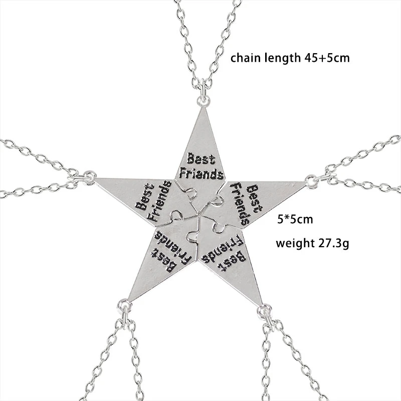 3/4/5/6/7/8/9/10PCS Best Friends Necklace for Women Men Geometric Splice Friendship DIY Jewelry Accessories Birthday Party Gift