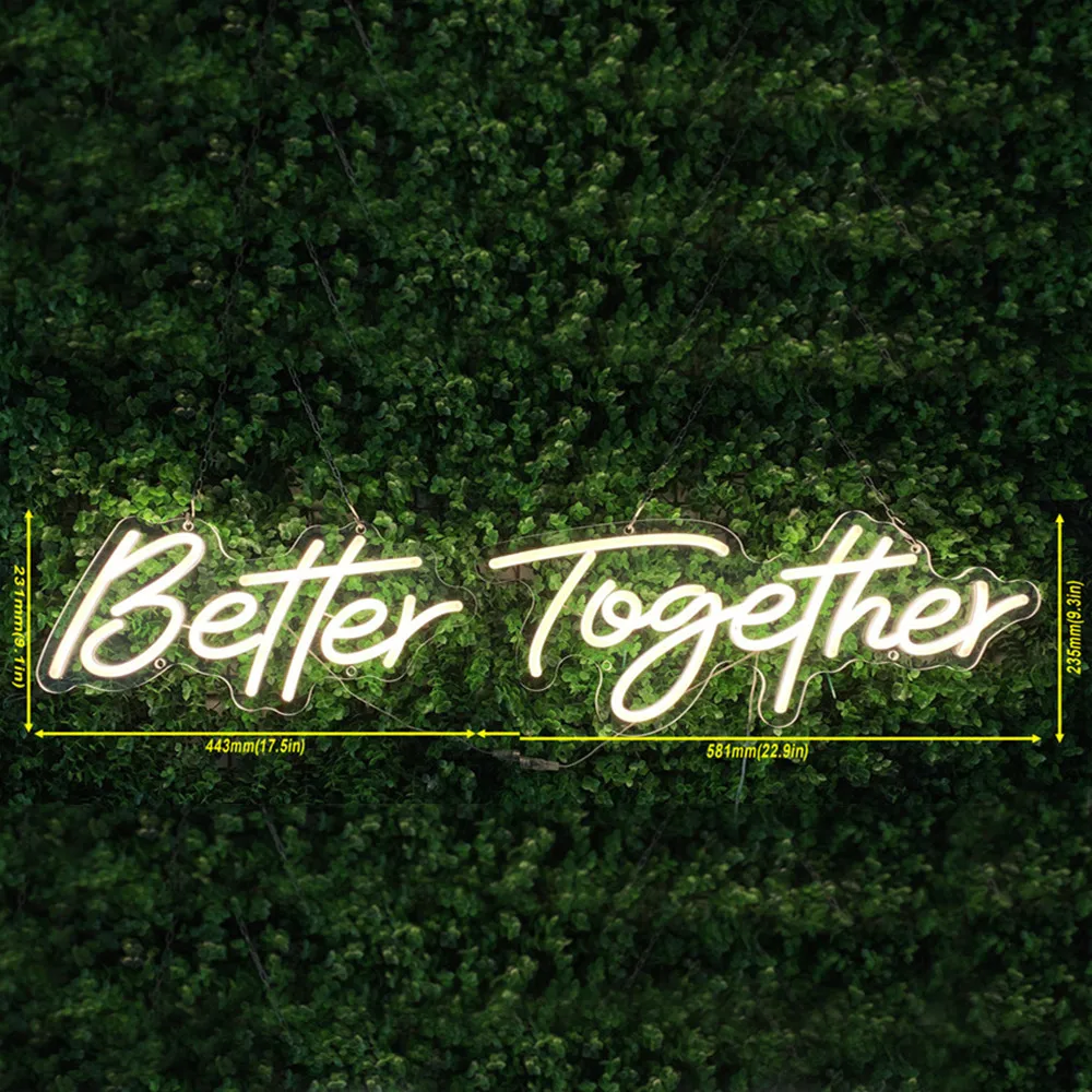 Neon Signs Light Wedding Party Better Together Happy Birthday Decorations with Dimmable Switch Party Wall Decor LED Letter Board
