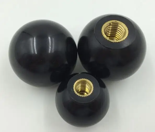 2 Pcs Lathe Tractor Machine Plastic Round Ball Knob Handle Black M5/M6/M8/M10* Ball Diameter 16/20/25/30/32/40mm