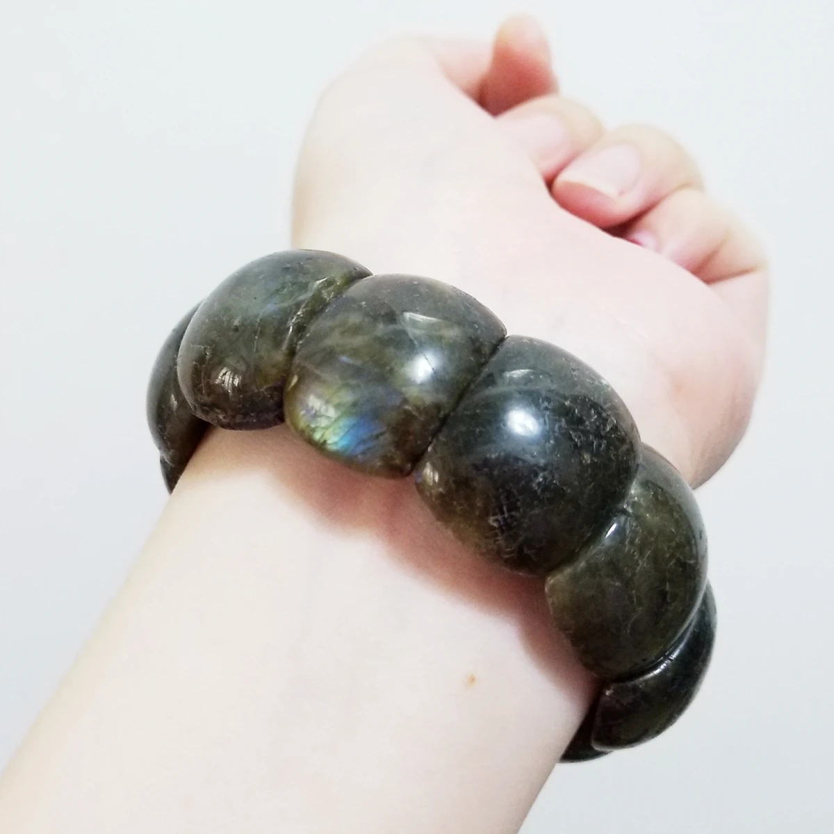 Lii Ji Stone Bracelet Big Statement Labradorite Bracelet Strech Bracelet 18-20cm for Women Jewelry Gift Stock Sale