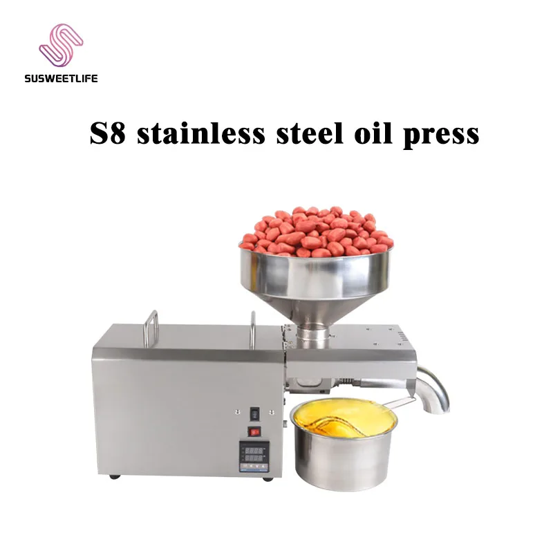 

SUSWEETLIFE S8 Medium And Small Oil Press Automatic Cold And Hot Pressing Stainless Steel Oil press,Oil Extraction Machine