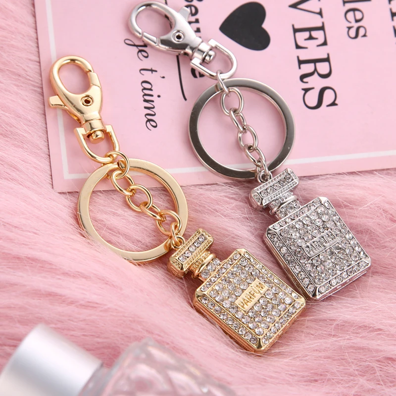 2021 spring fashion new metal rhinestone crystal gem perfume bag wallet keychain birthday party gift