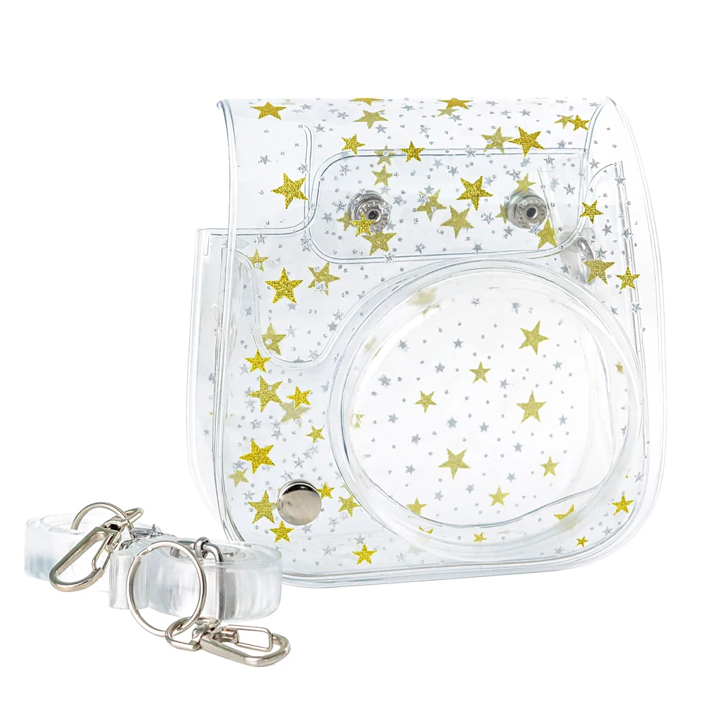 For Fuji Fujifilm Instax Mini 11/9/8 Transparent Dried Flowers Daisies PVC Camera Bag Case Cover Pouch Protector