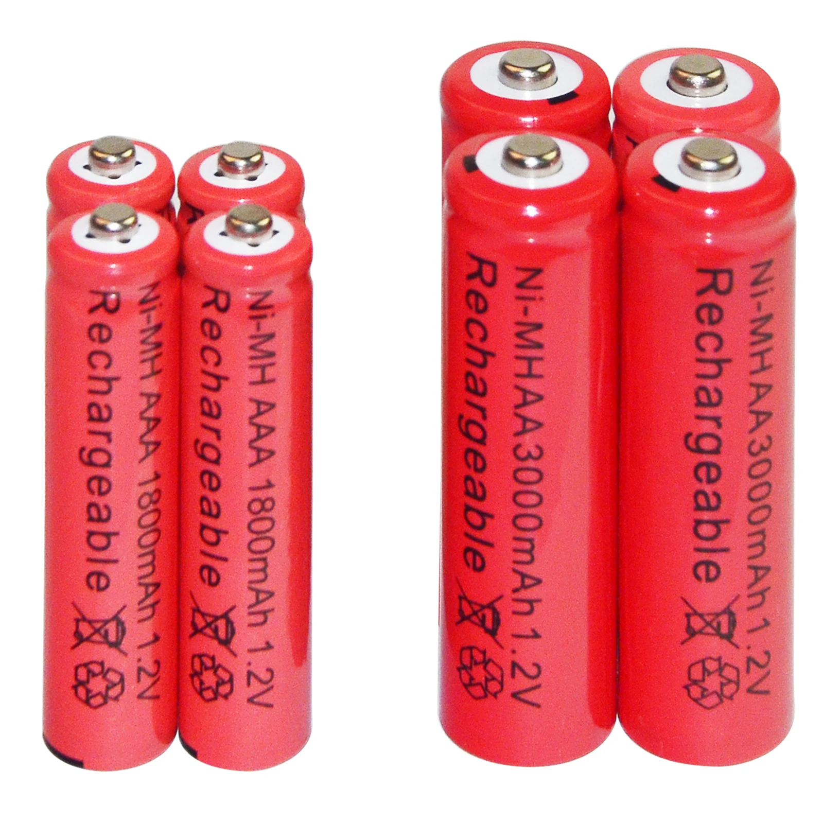 1.2V AA AAA NI MH batteria ricaricabile AA AAA NI-MH 1800-3000mah per torcia giocattoli orologio lettore MP3 sostituisci batteria Ni-Mh rosso