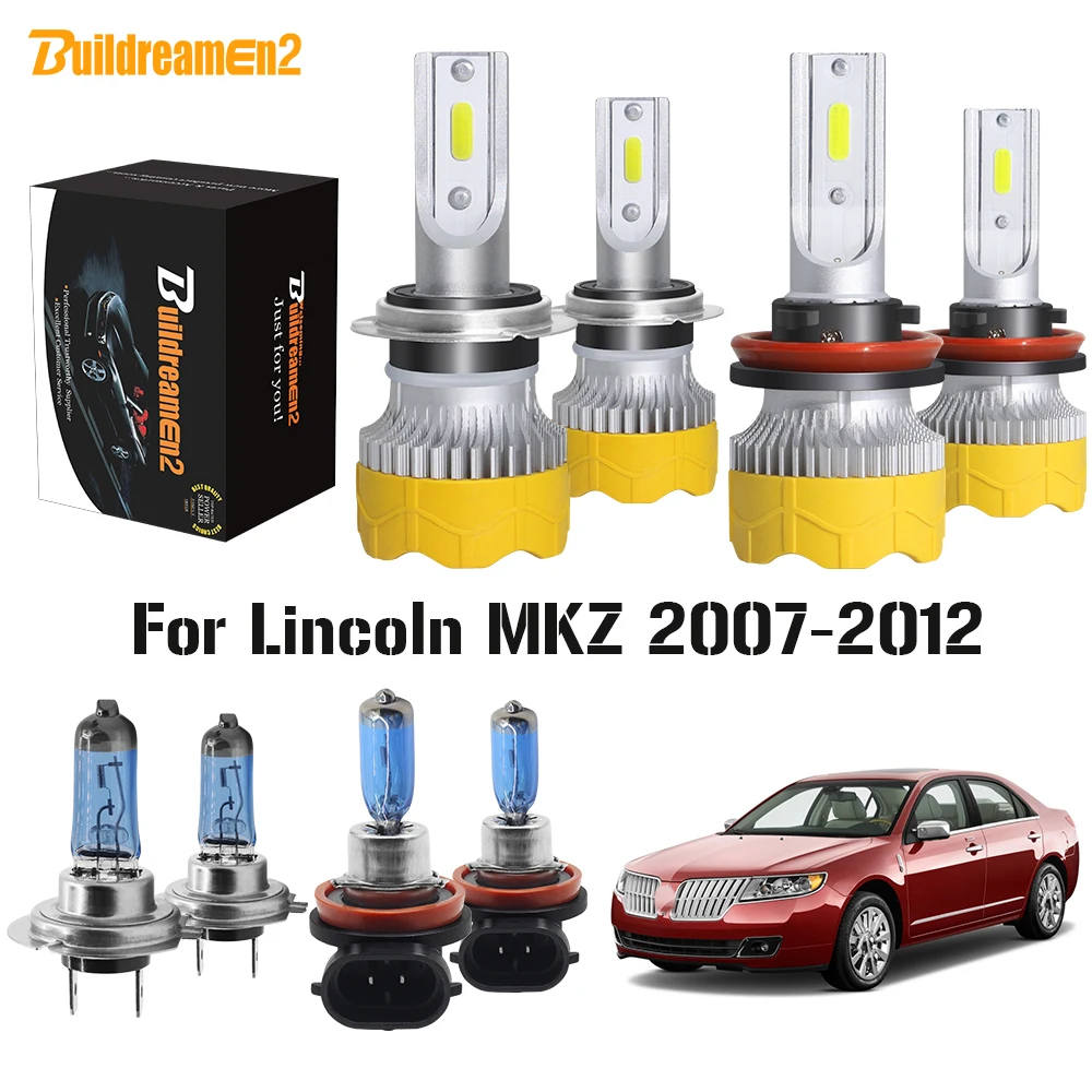 

Buildreamen2 4 Pieces H7 H11 Car Headlight High or Low Beam + Fog Light LED Halogen Headlamp White 12V For Lincoln MKZ 2007-2012