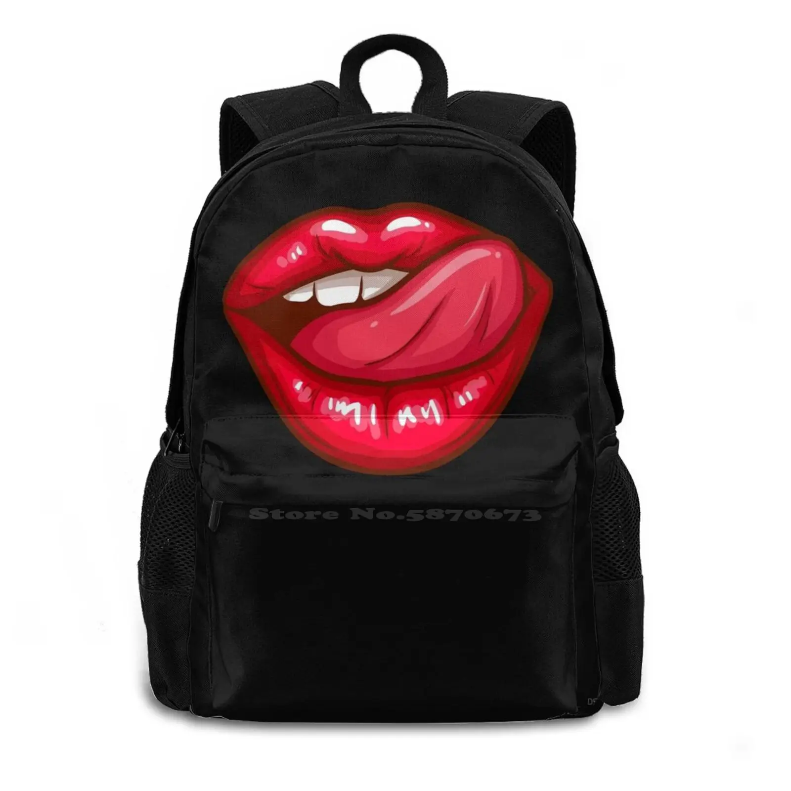 Red Cherry Lips Sexy Valentines Tease Backpack For Student School Laptop Travel Bag Marry Me Valentines Day For Women Red