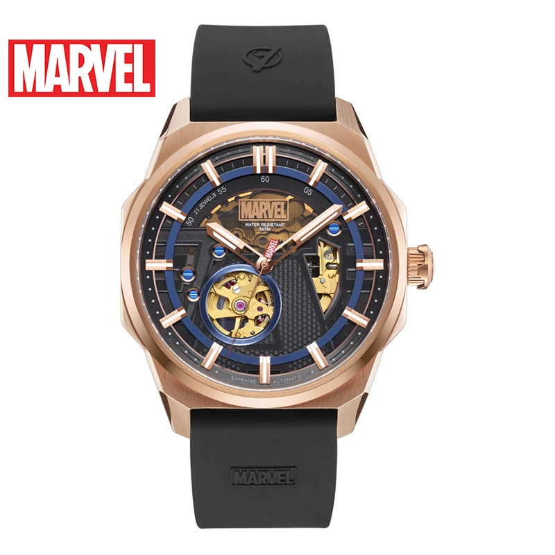 Marvel For Mens Watch Automatic Avengers Captain America Sapphire Crystal Hollow New Mechanical Wristwatches Male 50m Waterproof