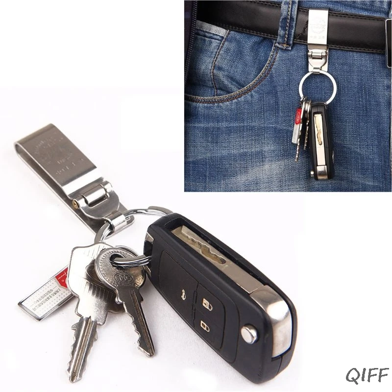 Anti-Lost Heavy Duty Stainless Steel Belt Keyring Holder Key-Clip Detachable
