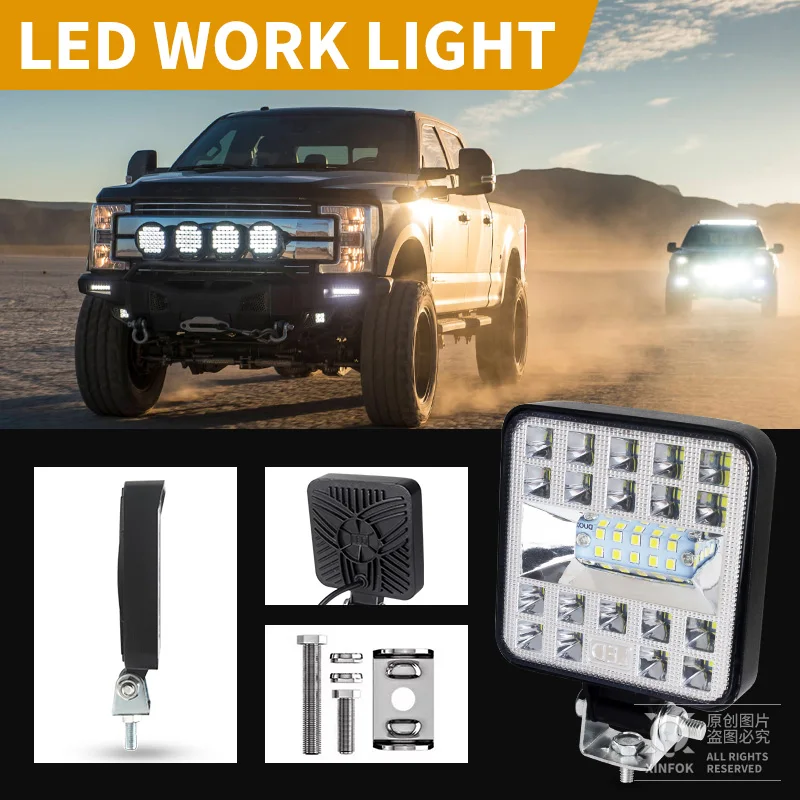 Car LED Work Light Combo Beam 3030 SMD 87 Watts Super Bright Flood Spot 6500K DC 12-24 Volts Spotlights Truck 4x4 4WD