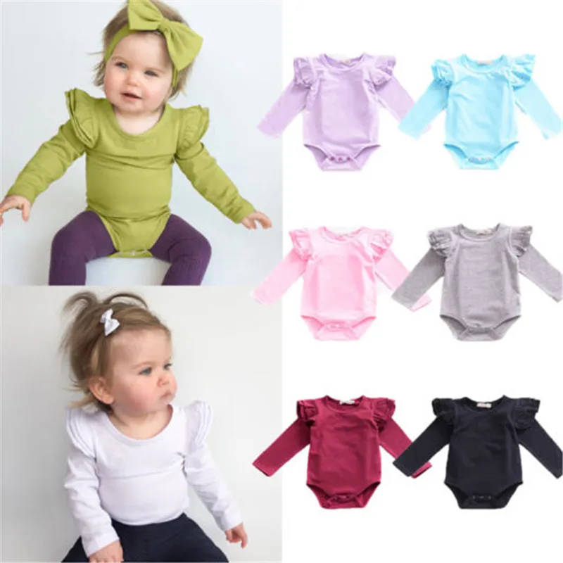 Newborn Baby Rompers Boys Girls Candy Color Long Sleeves One-piece Clothing Baby Clothes Jumpsuit Children Costume