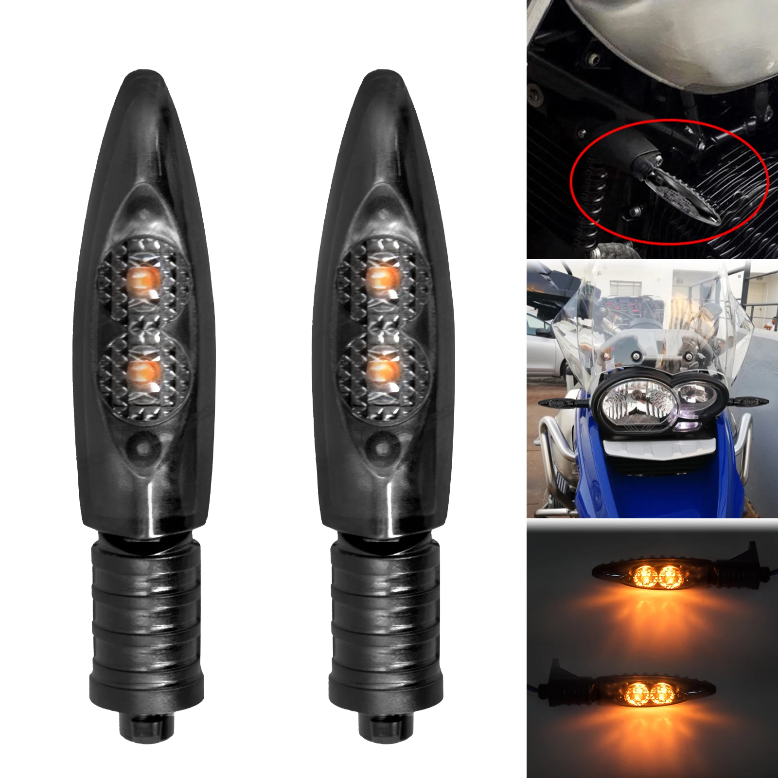 Motorcycle Front Rear LED Turn Signal Indicator Light Blinker Black For BMW HP4 S1000RR S1000XR R1200GS R1200R R1200RS F 650 GS