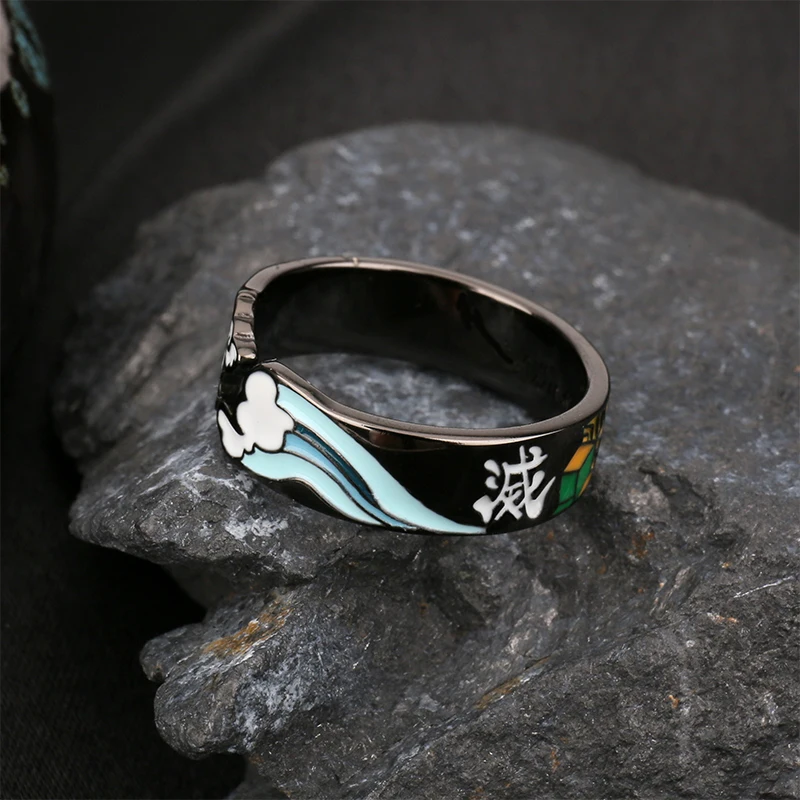 TWINKANIME S925 Sterling Silver Demon Anime Slayer Ring Adjustable About 7-9# For Men Women Holiday&Birthday Gifts